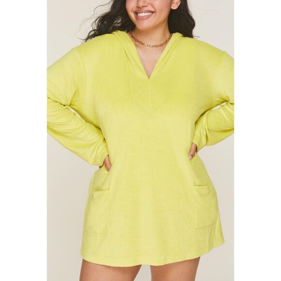 Andie Swim The Hoodie Dress Women's Size Small Honeysuckle Terry Lounge Cover-Up - Picture 3 of 16